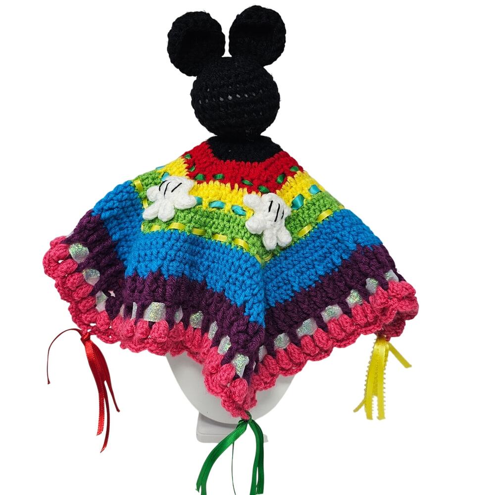 Crochet Lovey Mouse Ears Hand Made Plush Soother Comfort Security Blanket OOAK